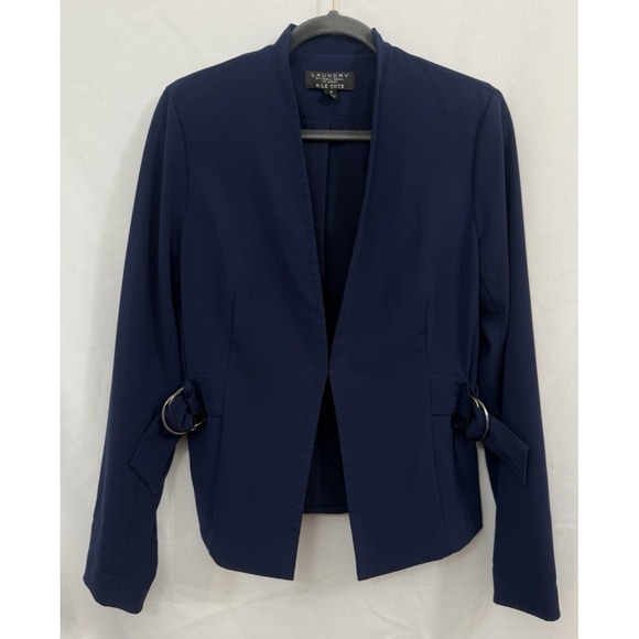 Laundry By Shelli Segal for Le Tote Navy Blazer Jacket Side Buckle Womens Size M - Picture 1 of 9